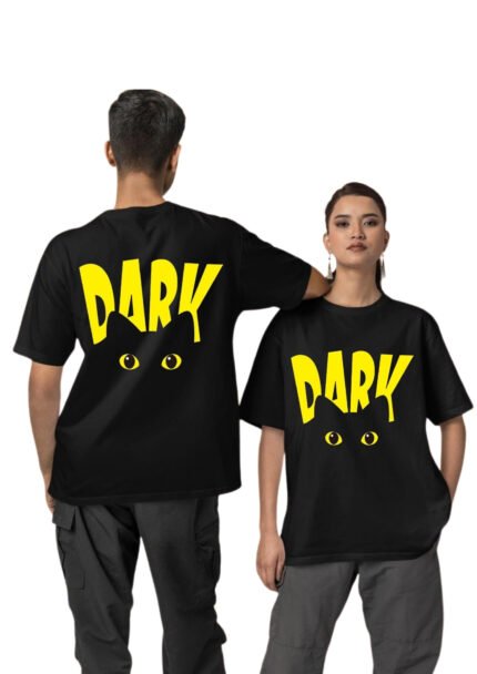 Black Oversized T-Shirt with DARK logo - MAK Style